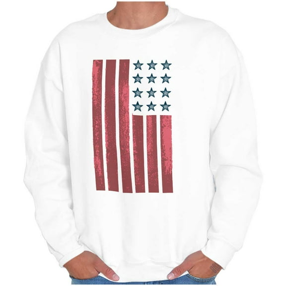 USA American Flag Distressed Stencil Unisex Plus Fleece Graphic Sweatshirt Brisco Brands 3X