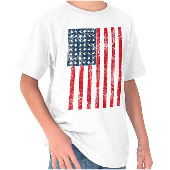 USA American Flag Distressed Vintage Crewneck T Shirts Boy Girl Teen Brisco Brands L