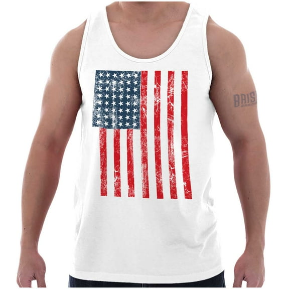 USA American Flag Distressed Vintage Tank Top T Shirts Men Women Brisco Brands X