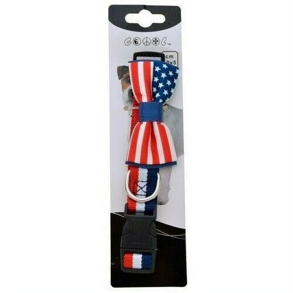 USA American Flag Dog Bowtie and Collar Combo Adjustable Fashion Accessory
