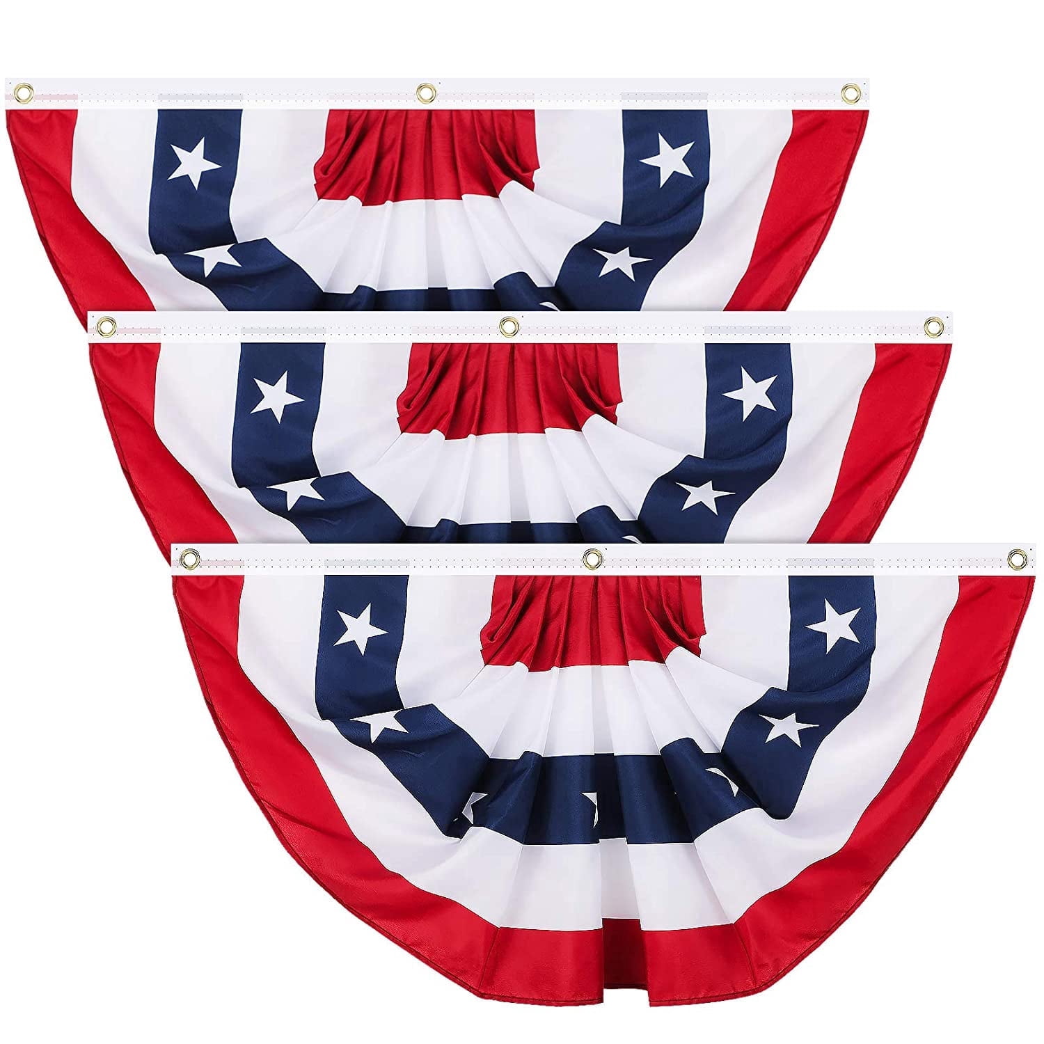 USA American Flag Fan Bunting 3x1.5 Feet Outdoor US Flag Decor Bunting Flag Bunting American Flag Porch Bunting American Flag Swag Bunting,3 Pieces