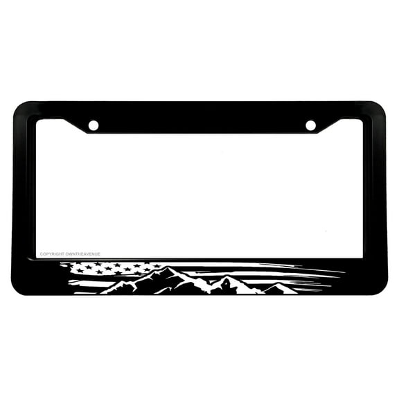 USA American Flag Grunge Mountains Off Road Rugged License Plate Frame