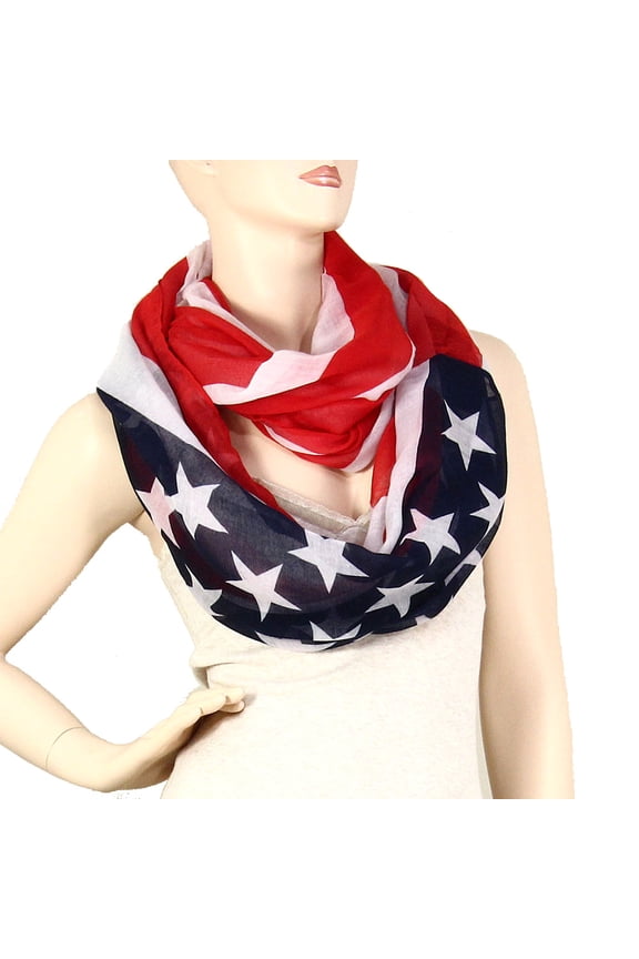 USA American Flag Infinity Scarf Lightweight Navy Red White