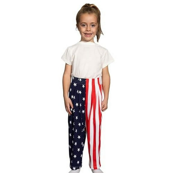 USA American Flag Kids Pants Patriotic Stars and Stripes Lounge Children Halloween Costume Cosplay (2T)