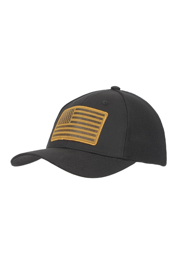 USA American Flag Patch 6-Panel Black Pre-Curved Snapback Hat