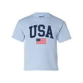 thumbnail image 1 of USA American Flag Patriotic 4th of July American Youth Kids Children's T-shirt Graphic Tee Graphic Tee-Light Blue-medium, 1 of 4