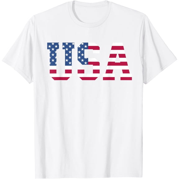USA American Flag Patriotic Red White Blue Stars & Stripes T-ShirtMen and women, White T-shirt, size: Extra large