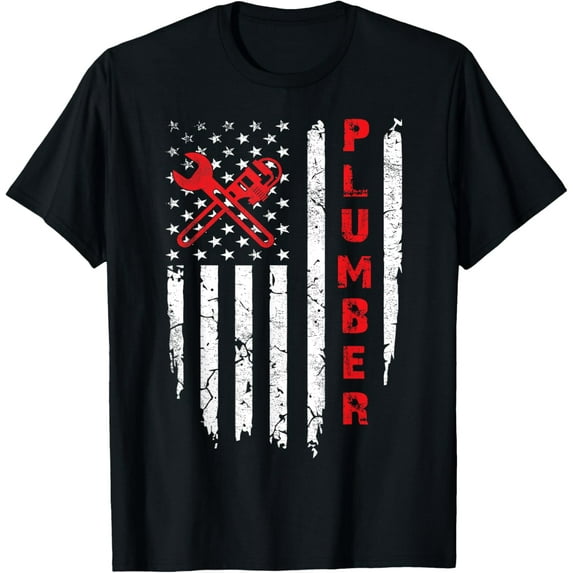 USA American Flag Plumber Men Women Plumbers Patriotic T-Shirt