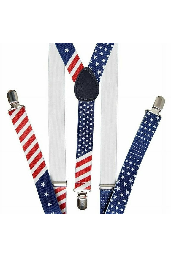 USA American Flag SUSPENDERS Unisex Adjustable Suspender - New with box/tags