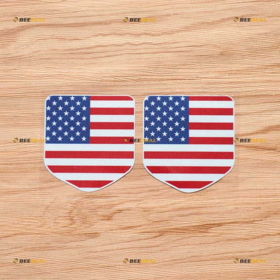 USA American Flag Shield Sticker Decal Vinyl - 2 Pack Reflective 3" - For Car Boat Laptop Cup