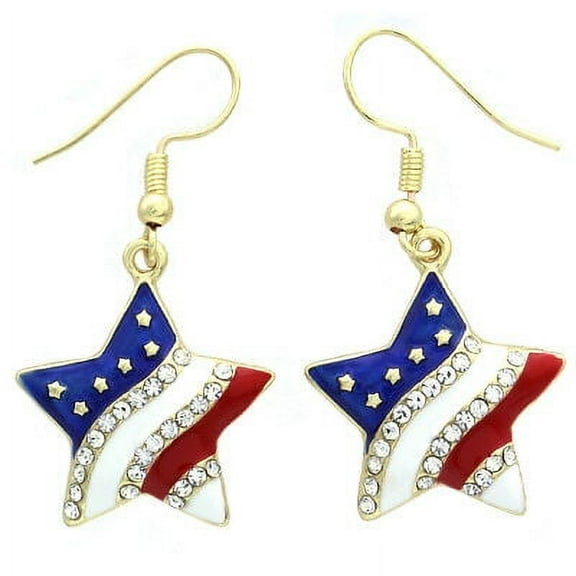 USA American Flag Star 4th of July Independence Day Dangle Earrings Jewelry 362G