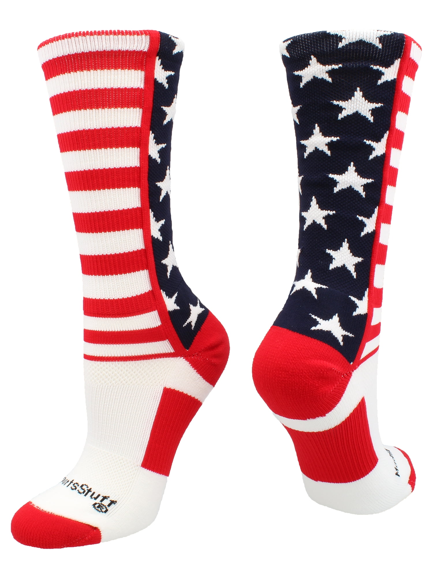 USA American Flag Stars and Stripes Crew Socks (Navy/Red/White, Medium ...