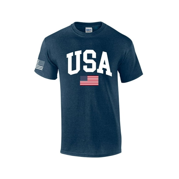 USA American Flag Tee Fourth of July Independence Day Short Sleeve T-shirt Graphic Tee Graphic Tee-Heather Navy-4xl