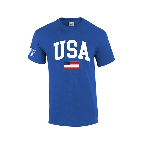 USA American Flag Tee Fourth of July Independence Day Short Sleeve T-shirt Graphic Tee Graphic Tee-Heather Royal-4xl