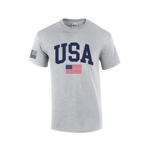 USA American Flag Tee Fourth of July Independence Day Short Sleeve T-shirt Graphic Tee Graphic Tee-Sports Grey-xl