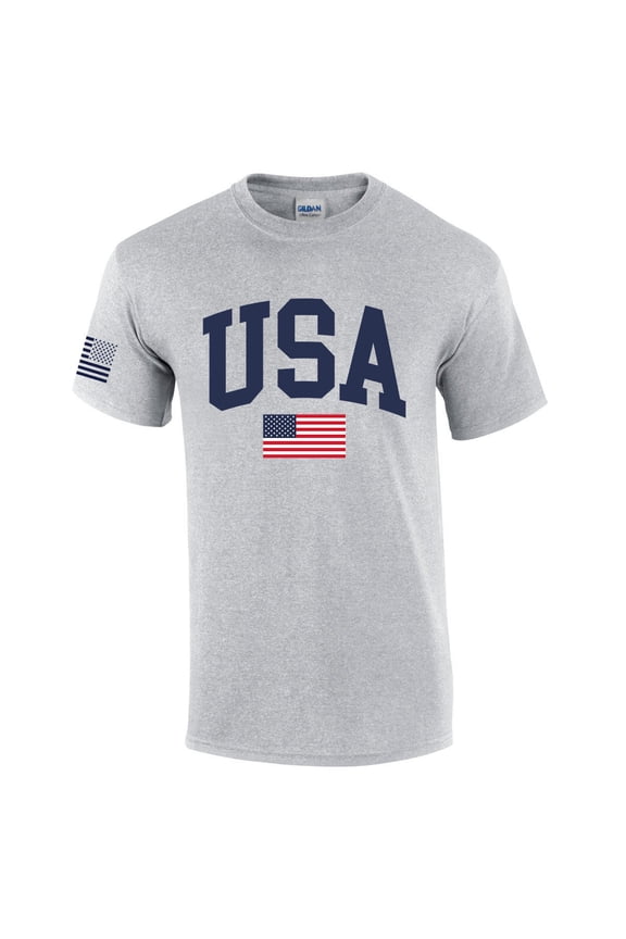 USA American Flag Tee Fourth of July Independence Day Short Sleeve T-shirt Graphic Tee Graphic Tee-Sports Grey-xl