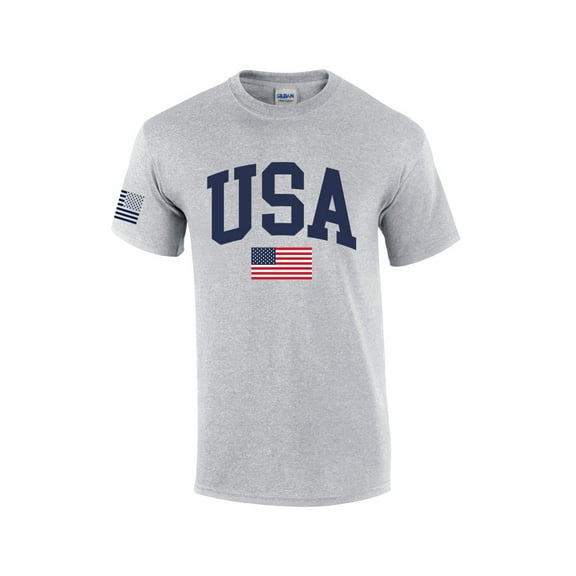 USA American Flag Tee Fourth of July Independence Day Short Sleeve T-shirt Graphic Tee Graphic Tee-Sports Grey-xxxl