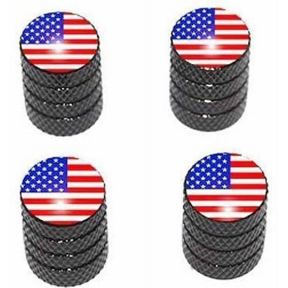 US&A American Flag Design Aluminum Valve Stem Caps, Multiple Colors, 4 ...
