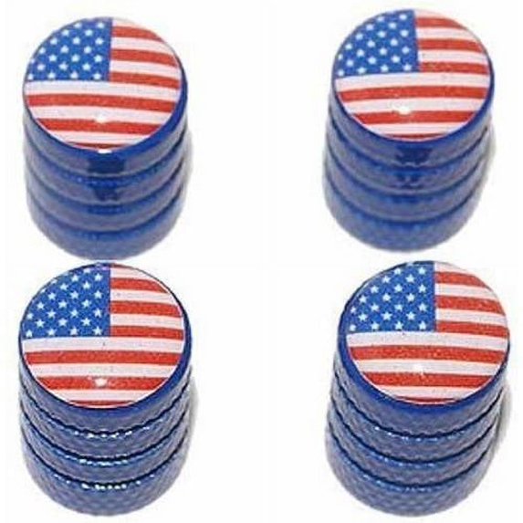 USA American Flag Tire Rim Wheel Aluminum Valve Stem Caps, Multiple Colors