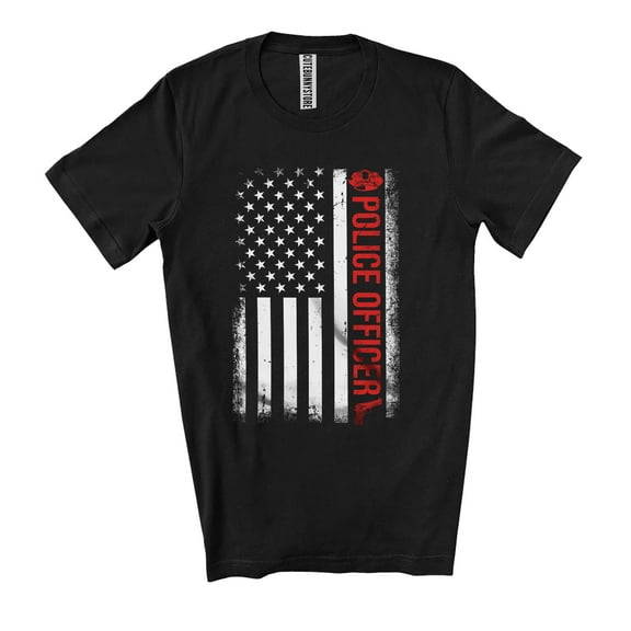 USA American Flag Vintage Police Officer; Fantastic 4th Of July Proud Jobs Careers; Patriotic Unisex T-Shirt