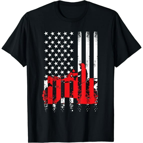 USA American Flag Vintage Quad ATV Bike Off Road 4th of July T-Shirt