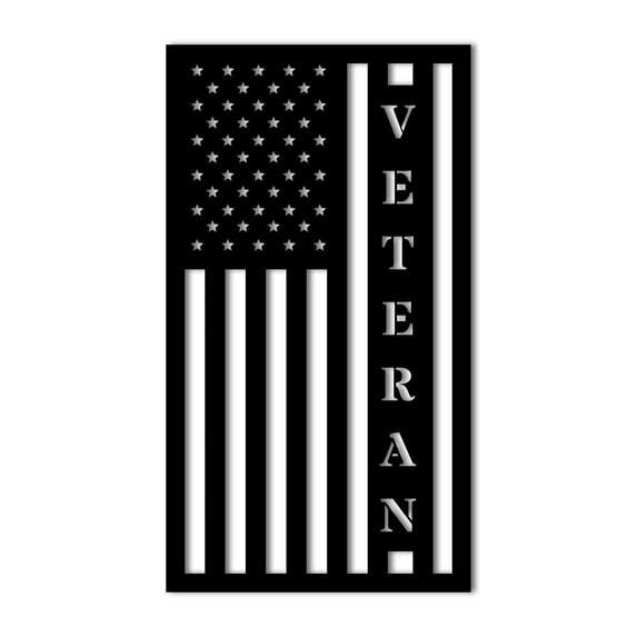 USA American Flag Wall Decor for Veteran | Metal Wall Sign Metal American Flag Wall Art | Vertical Home Accent for Indoor Outdoor Patriotism | 3 Sizes/13 Colors - Handmade in USA