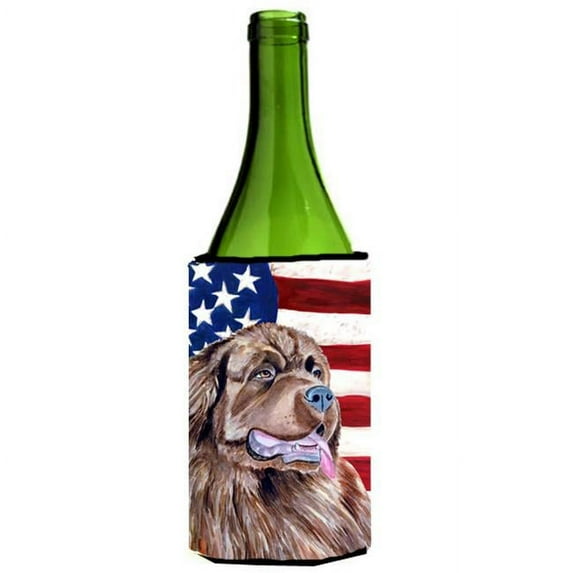 USA American Flag With Newfoundland Wine bottle sleeve Hugger - 24 oz.