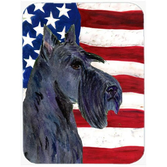 USA American Flag With Scottish Terrier Glass Cutting Board - Large
