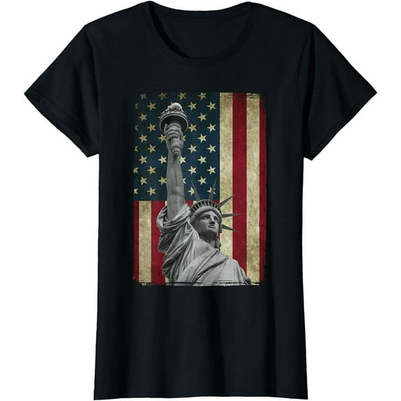 USA American Flag and Statue of Liberty Tee Shirt