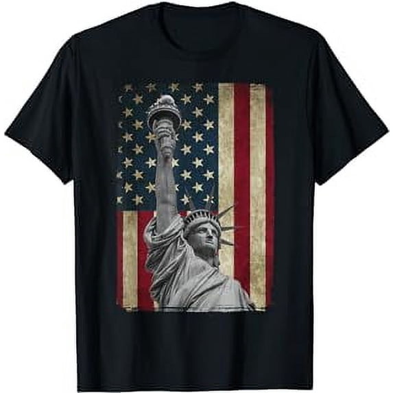 USA American Flag and Statue of Liberty Tee Shirt