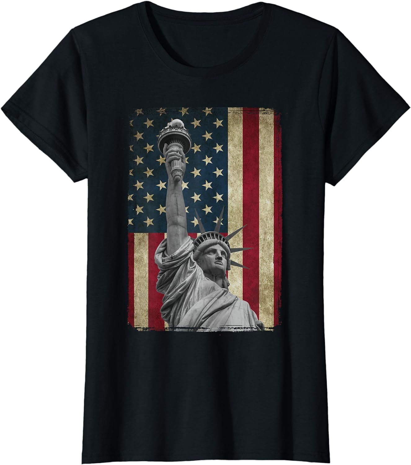 USA American Flag and Statue of Liberty Tee Shirt