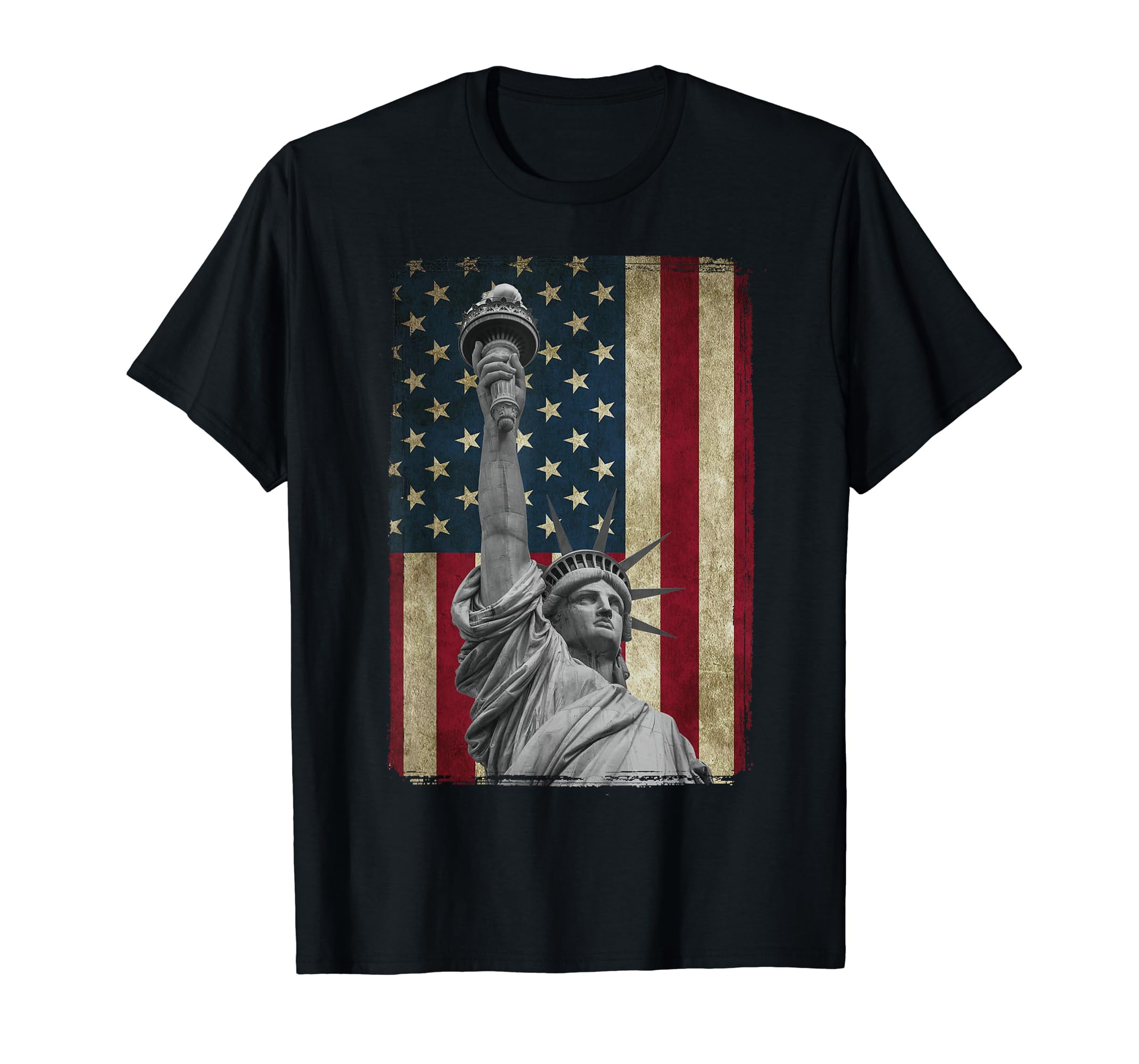 USA American Flag and Statue of Liberty Tee Shirt