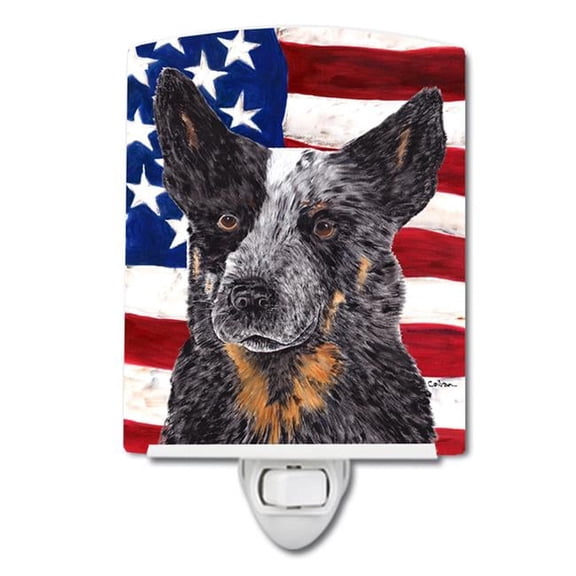 USA American Flag with Australian Cattle Dog Ceramic Night Light
