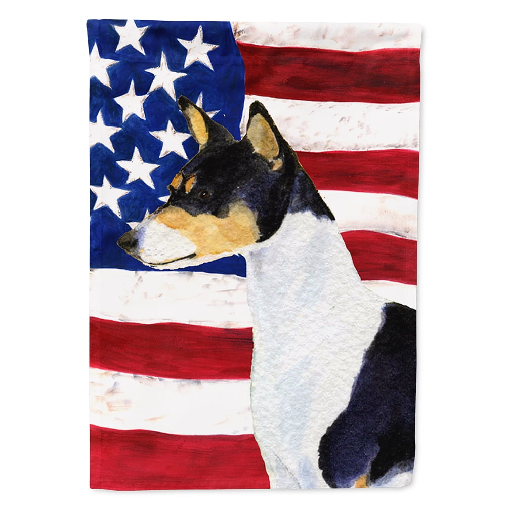 USA American Flag with Basenji Flag Canvas House Size