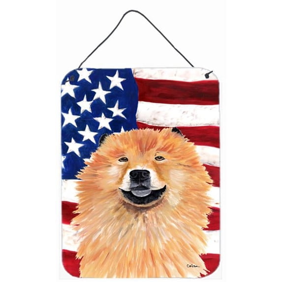 USA American Flag with Chow Chow Aluminium Metal Wall Or Door Hanging Prints