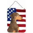 thumbnail image 1 of USA American Flag with Doberman Aluminium Metal Wall Or Door Hanging Prints, 1 of 1