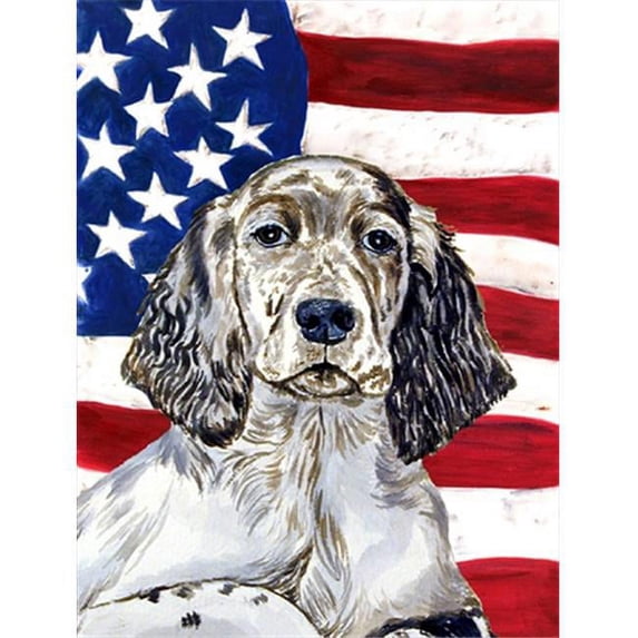 USA American Flag with English Setter Flag Canvas House Size