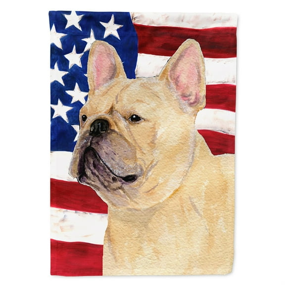 Carolines Treasures SS4047CHF USA American Flag with French Bulldog Flag Canvas, Large, Multicolor