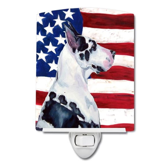 USA American Flag with Great Dane Ceramic Night Light