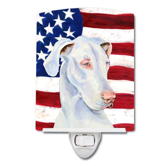 USA American Flag with Great Dane Ceramic Night Light