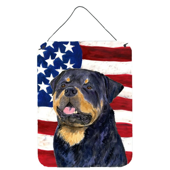 USA American Flag with Rottweiler Aluminium Metal Wall or Door Hanging Prints
