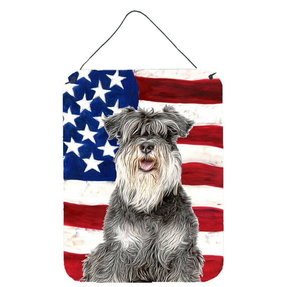 USA American Flag with Schnauzer Wall or Door Hanging Prints