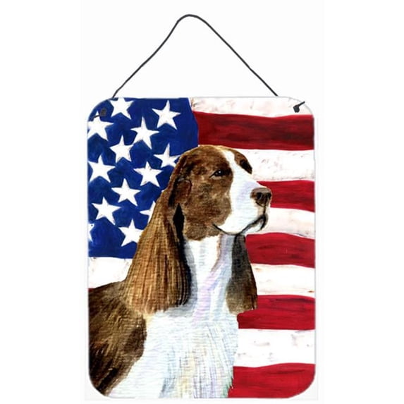 USA American Flag with Springer Spaniel Aluminium Metal Wall Or Door Hanging Prints