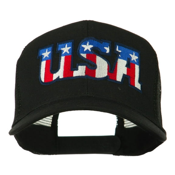 USA American Flat Letters Embroidered Cap - Black OSFM