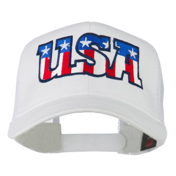 USA American Flat Letters Embroidered Cap - White OSFM
