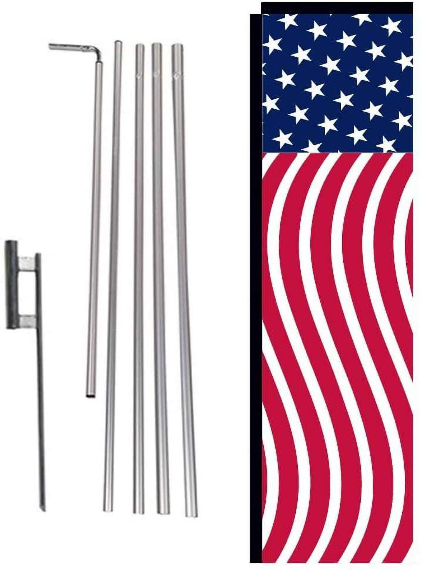 USA American Glory Patriotic Outdoor Rectangle Banner Flag with Pole Kit and Ground Spike