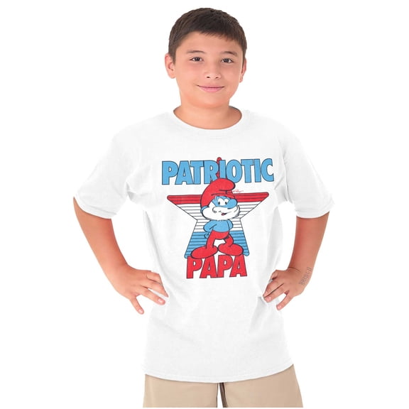 USA American Patriotic Papa Smurf Boys Kids T Shirt Tees Tops Teen Brisco Brands S