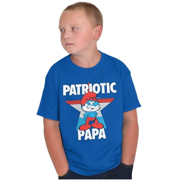 USA American Patriotic Papa Smurf Boys Kids T Shirt Tees Tops Teen Brisco Brands XS