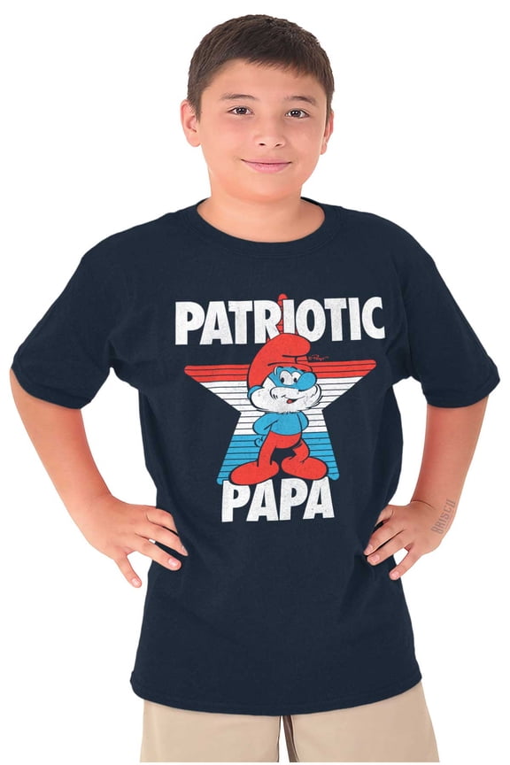 USA American Patriotic Papa Smurf Boys Kids T Shirt Tees Tops Teen Brisco Brands X