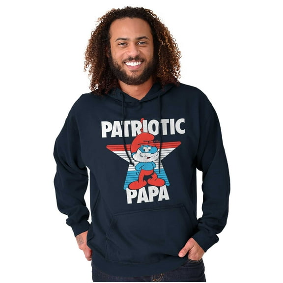 USA American Patriotic Papa Smurf Men Big & Tall Graphic Hoodie Brisco Brands 3X
